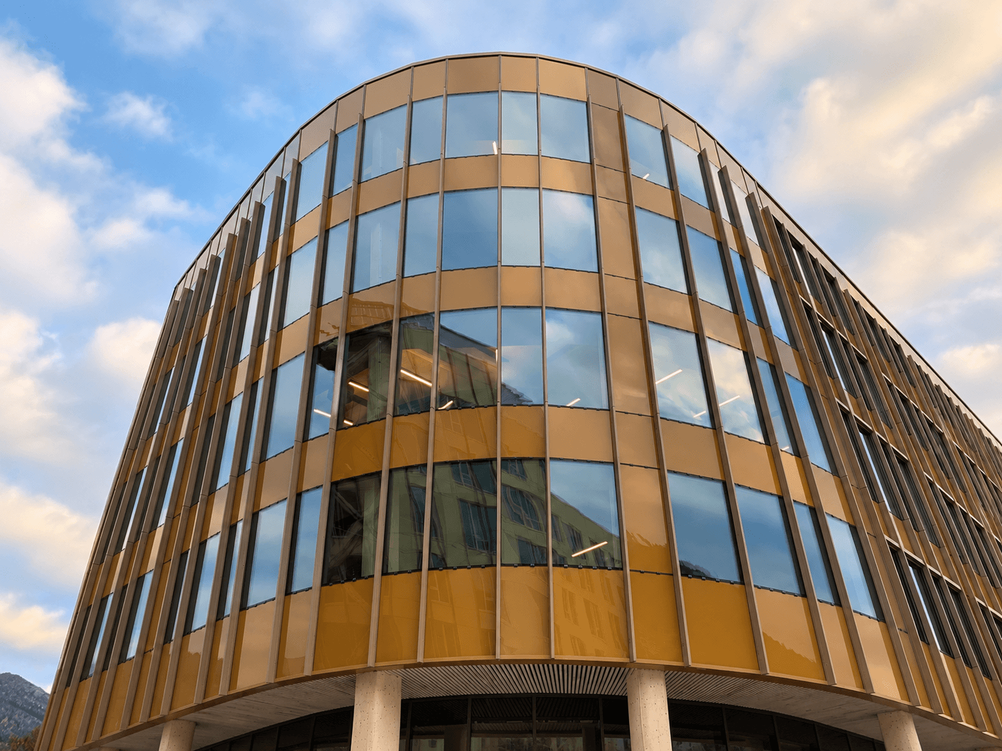 Ions tinted glass office building facade