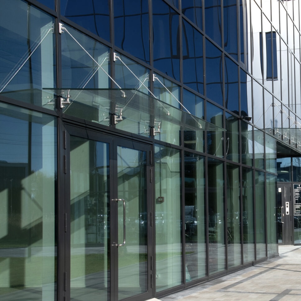Suspended Glass Canopy with Tension Rods