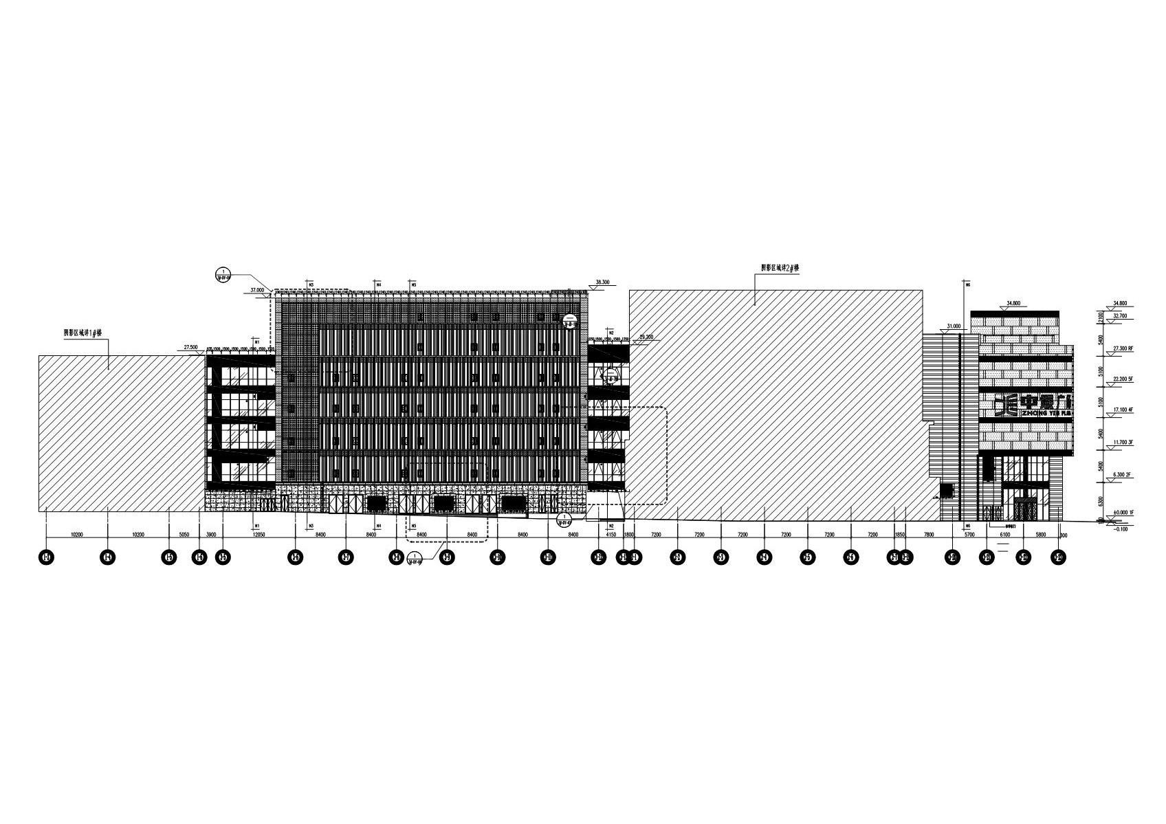 Zhongyin Plaza 3 Building glass curtain wall building elevation CAD drawing