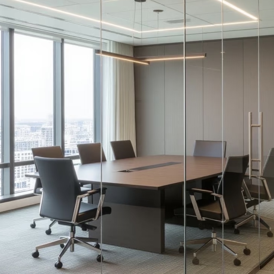 Frameless interior glass partition system