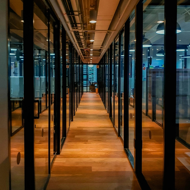 Interior glass partitions