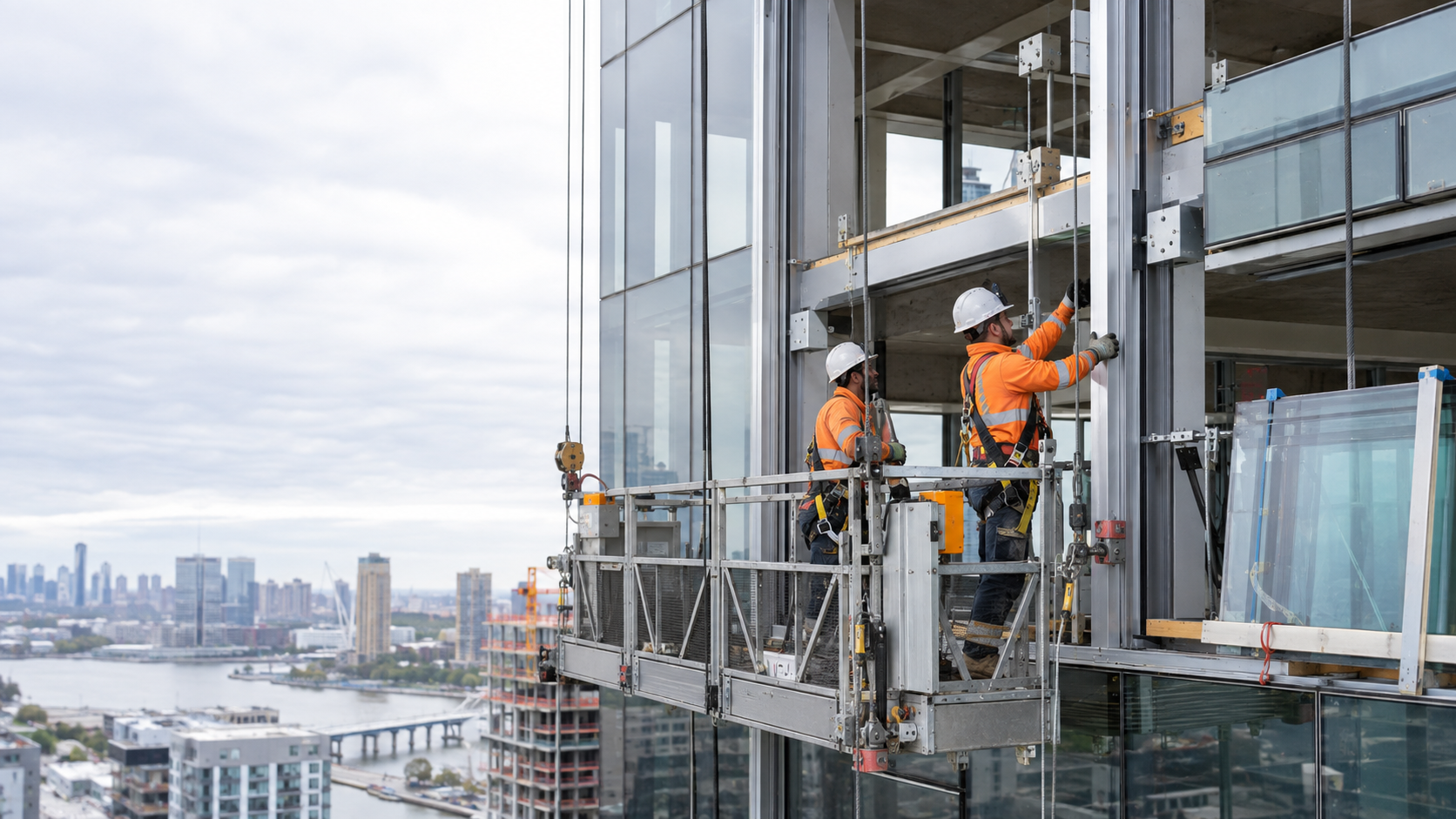 Glass curtain wall framing installation process