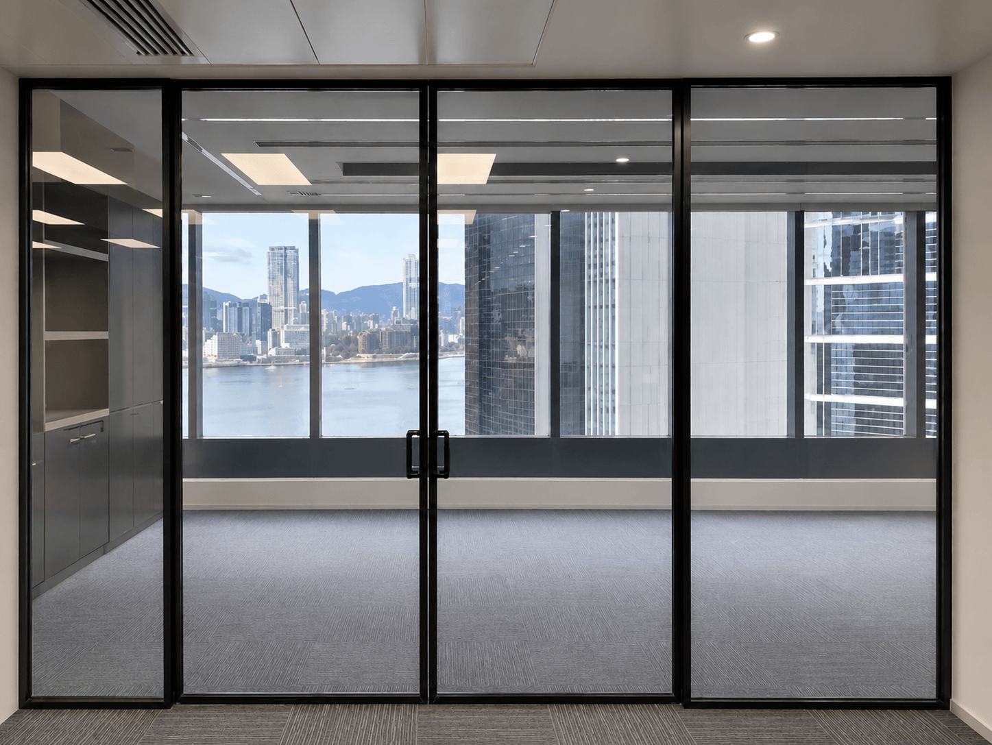 PDLC Smart Glass in its transparent state when powered on