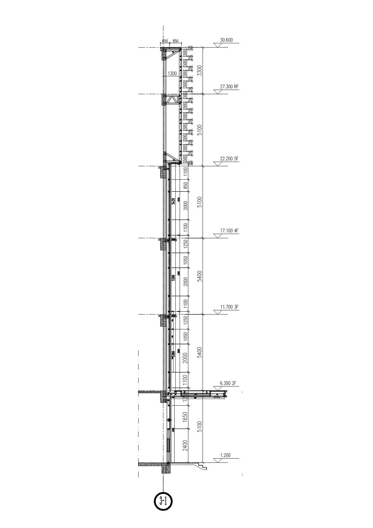 Zhongyin Plaza full height glass curtain wall section CAD drawing